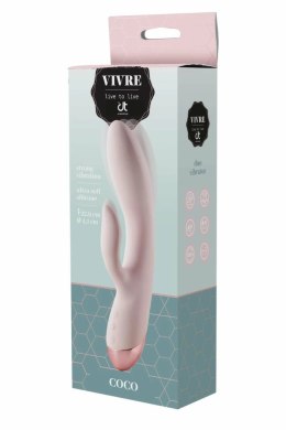VIVRE DUO VIBE COCO - dwusilnikowy model silikonowy, wodoodporny, rożowy