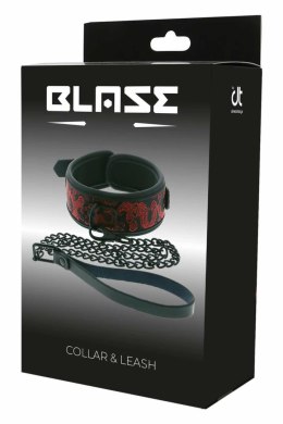 Blaze Deluxe Collar & Leash - regulowany zestaw z haftem, czarny