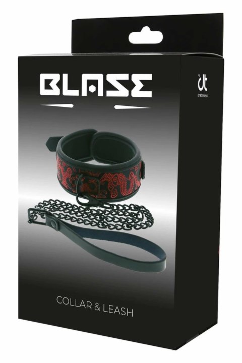 Blaze Deluxe Collar & Leash - regulowany zestaw z haftem, czarny