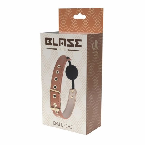 Blaze Elite Ball Gag Cognac - silikonowa kula, wegańska skora, regulacja