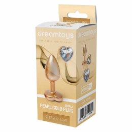 GLEAMING LOVE Pearl Gold Plug Small z kryształem, aluminium, 7,1 cm