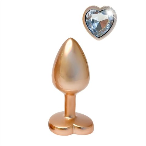 GLEAMING LOVE Pearl Gold Plug Small z kryształem, aluminium, 7,1 cm