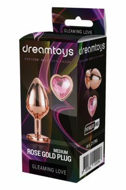 GLEAMING LOVE Rose Gold Plug Medium z kryształem, aluminium 8,3 cm
