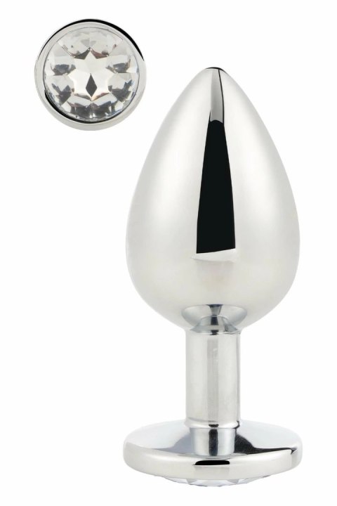 GLEAMING LOVE Silver Plug Large z kryształem, aluminium 9,5 cm