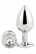 GLEAMING LOVE Silver Plug Large z kryształem, aluminium 9,5 cm