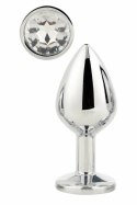 GLEAMING LOVE Silver Plug Medium z kryształem, aluminium 8,3 cm
