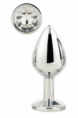 GLEAMING LOVE Silver Plug Medium z kryształem, aluminium 8,3 cm