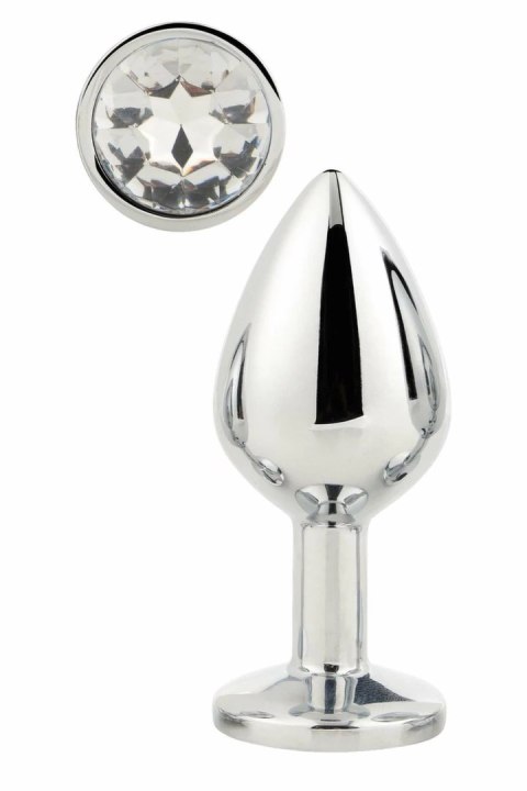 GLEAMING LOVE Silver Plug Medium z kryształem, aluminium 8,3 cm