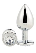 GLEAMING LOVE Silver Plug Medium z kryształem, aluminium 8,3 cm
