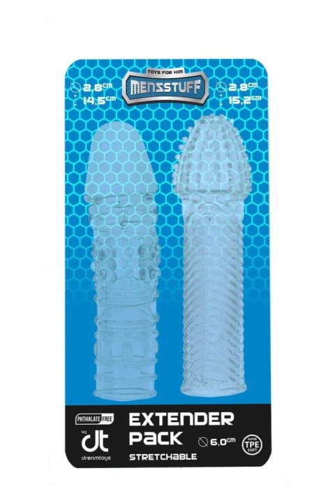 MENZSTUFF Penis Extender Pack Clear - Zestaw 2 elastycznych nakładek TPE