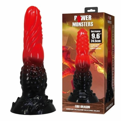 POWER MONSTERS Fire Dragon Fantasy model z przyssawką 24,5 cm czerwono-czarny