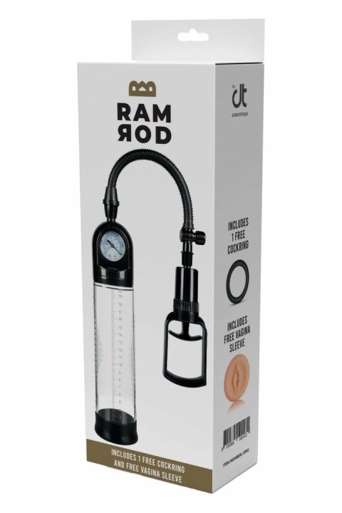 RAMROD Deluxe - Pompa prożniowa z manometrem i dodatkową nakładką, 20 cm
