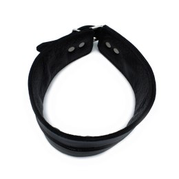Black Leather High-Neck Collar z zamkiem, 53x9,8 cm