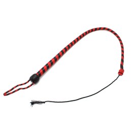 Leather Whip Black & Red 90 cm - skorzany bat z plecioną końcowką
